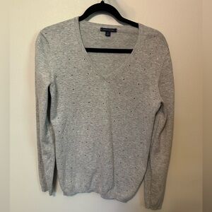 Tommy Hilfiger Gray Sweater Cotton Clean Girl Old Money Coastal Grandma